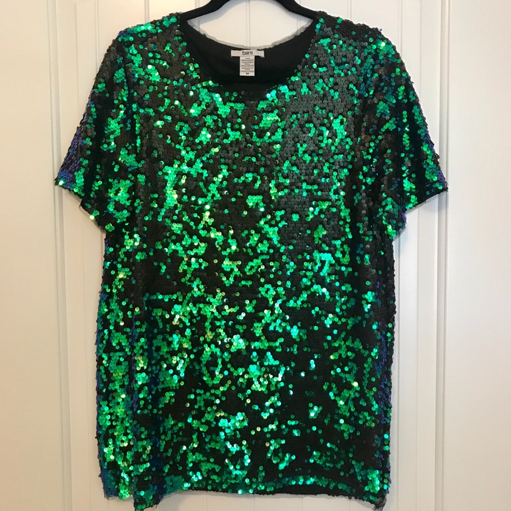 Bar III Emerald Green Sequin Top